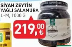 TARIM KREDİ SİYAH ZEYTİN YAĞLI SALAMURA L-M 1 KG